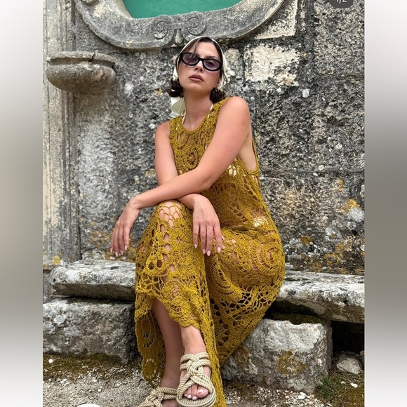 Zara Asymmetric Crochet Midi Dress - Picture 3 of 11